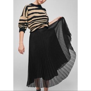 Anine Bing Black Lovisa Pleated Metallic Midi Skirt